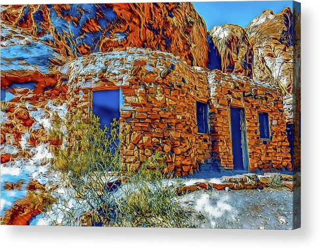 Stone House Acrylic Print featuring the digital art Historic Stone House by Jerry Cahill