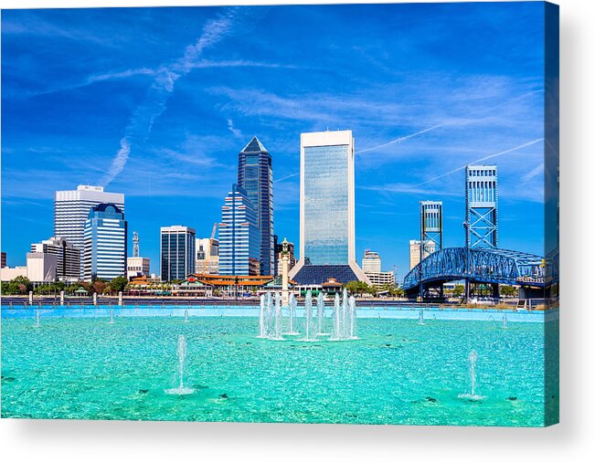 Landscape Acrylic Print featuring the photograph Jacksonville, Florida, Usa Fountain #1 by Sean Pavone