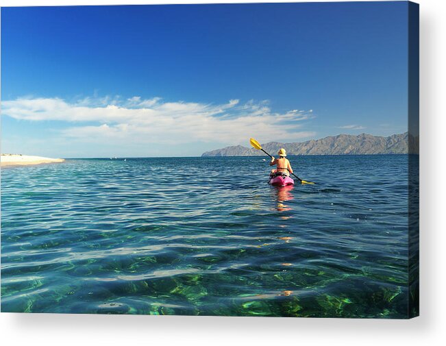 Estock Acrylic Print featuring the digital art Kayaking At Ventana Bay, Mexico #1 by Heeb Photos