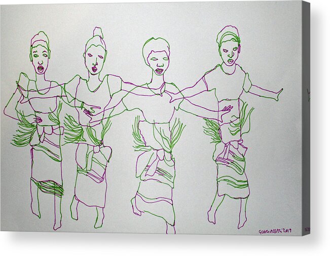 Jesus Christ Acrylic Print featuring the painting Kiganda Traditional Dance Uganda #1 by Gloria Ssali