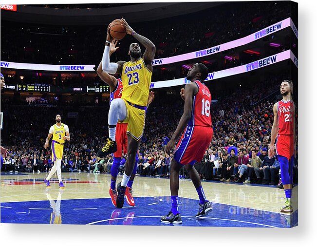 Nba Pro Basketball Acrylic Print featuring the photograph Kobe Bryant And Lebron James by Jesse D. Garrabrant