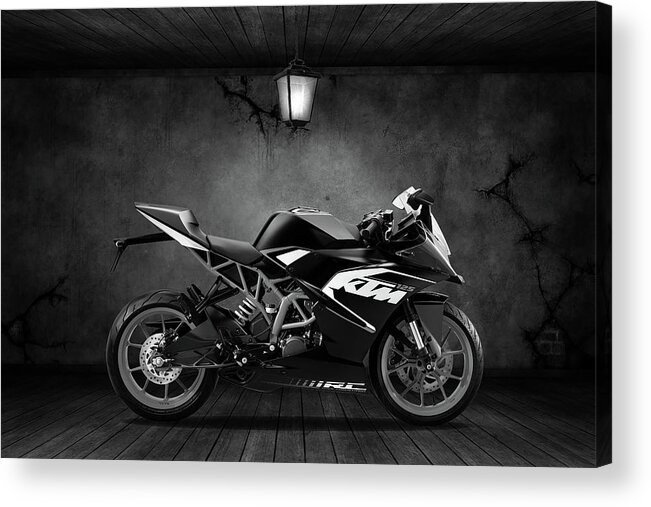 Ktm Acrylic Print featuring the mixed media KTM Duke 125 Old Room #1 by Smart Aviation