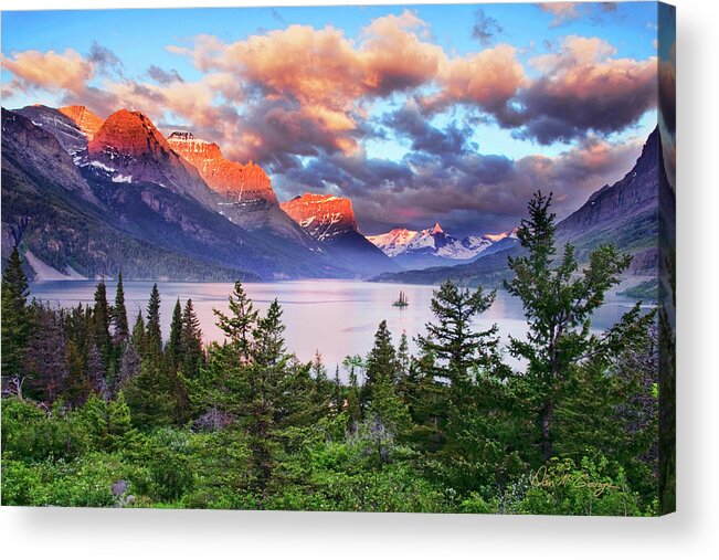 Glacier National Park Acrylic Print featuring the photograph Lake Mary Morning #1 by Dan McGeorge