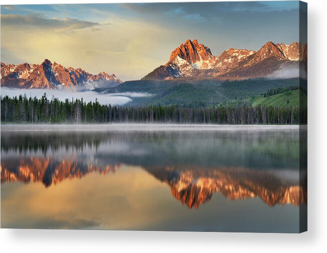 Scenics Acrylic Print featuring the photograph Little Redfish Lake, Sawtooth Mountains by Alan Majchrowicz