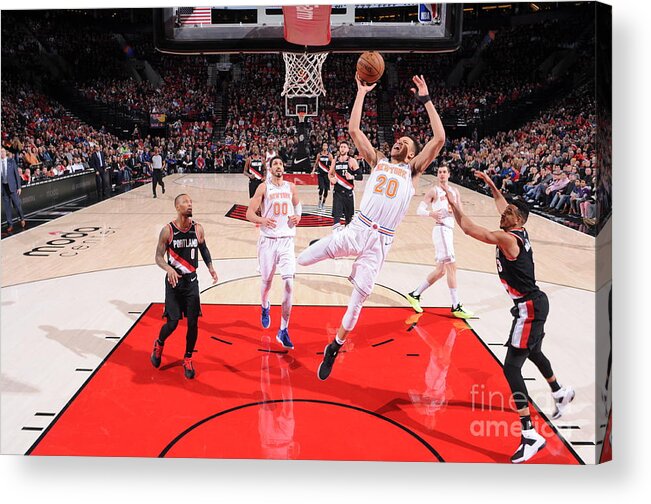 Nba Pro Basketball Acrylic Print featuring the photograph New York Knicks V Portland Trail Blazers by Sam Forencich