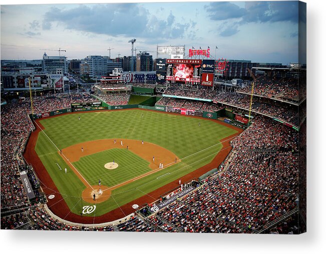 American League Baseball Acrylic Print featuring the photograph New York Mets V Washington Nationals by Rob Carr