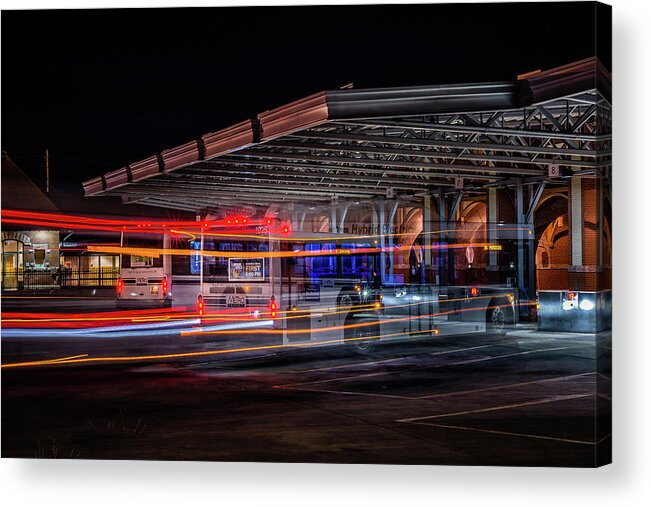 Iconic Acrylic Print featuring the photograph Night Bus #1 by William Christiansen