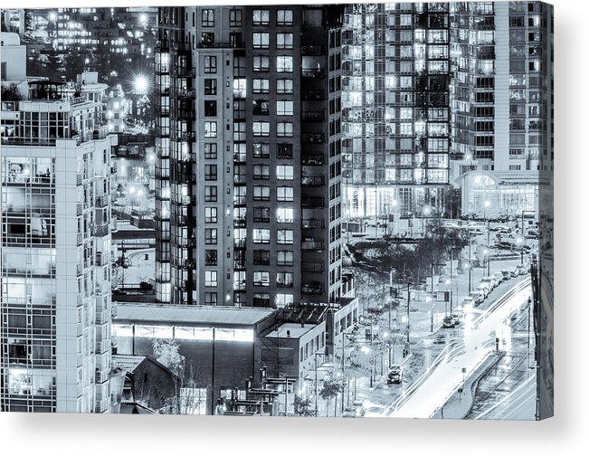Architecture Acrylic Print featuring the photograph Nighttime Urban Sprawl Vancouver by Neptune - Amyn Nasser Photographer