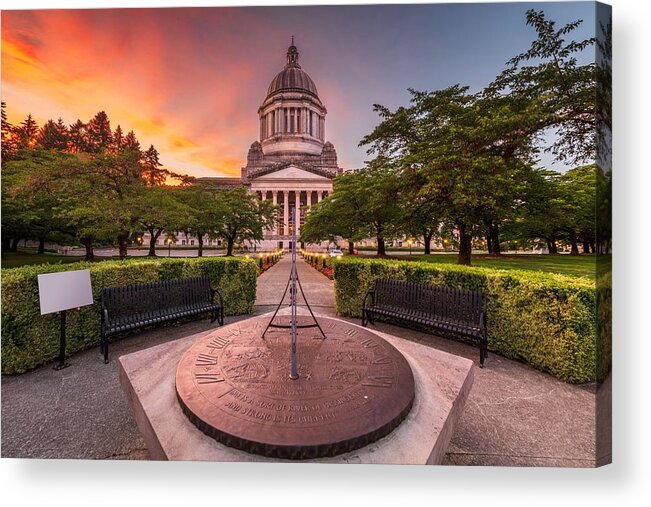 Trees Acrylic Print featuring the photograph Olympia, Washington, Usa State Capitol #1 by Sean Pavone