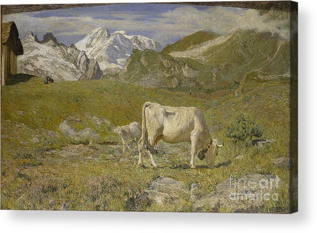 Oil Painting Acrylic Print featuring the drawing Pascoli Di Primavera Spring Pastures #1 by Heritage Images