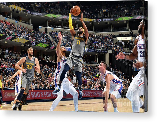 Nba Pro Basketball Acrylic Print featuring the photograph Philadelphia 76ers V Memphis Grizzlies by Jesse D. Garrabrant
