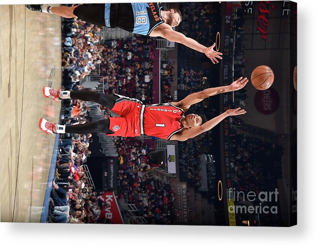 Anfernee Simons Acrylic Print featuring the photograph Portland Trailblazers V Cleveland by David Liam Kyle