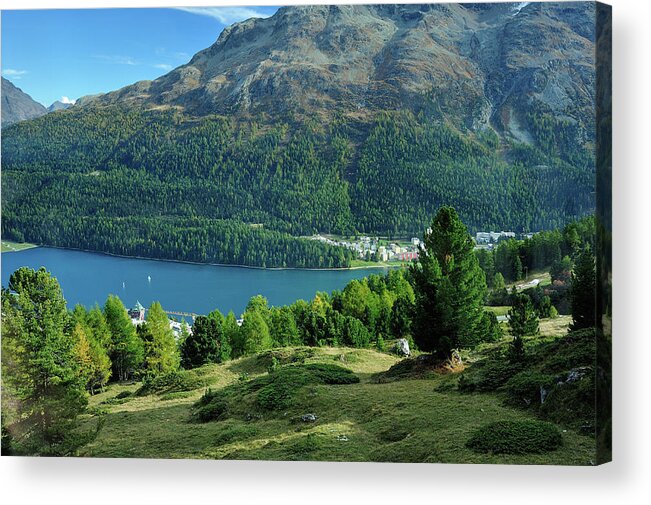Tranquility Acrylic Print featuring the photograph St. Moritz Lake #1 by Miller Tseng