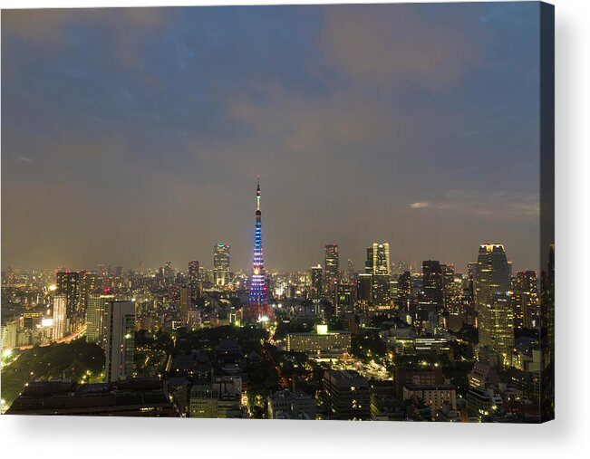 Tokyo Tower Acrylic Print featuring the photograph Tokyo Tower Doraemon Blue Special Light #1 by Photo By Yasa