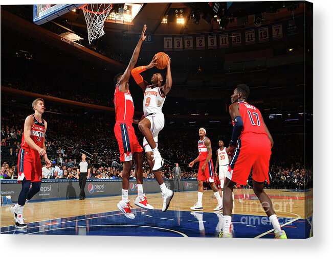 Nba Pro Basketball Acrylic Print featuring the photograph Washington Wizards V New York Knicks by Jesse D. Garrabrant