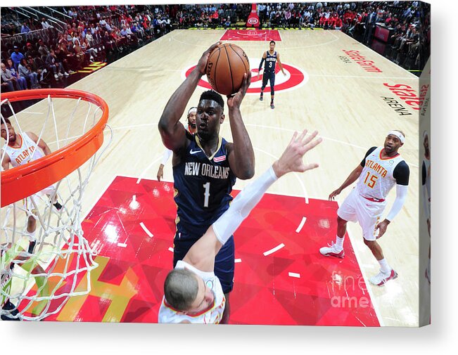 Zion Williamson Acrylic Print featuring the photograph New Orleans Pelicans V Atlanta Hawks #10 by Scott Cunningham