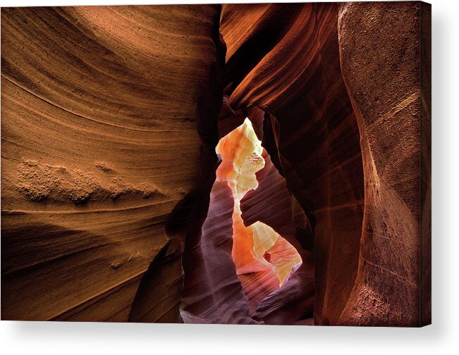 Antelope Canyon Acrylic Print featuring the photograph Abstract Sandstone Sculptured Canyon #13 by Mitch Diamond