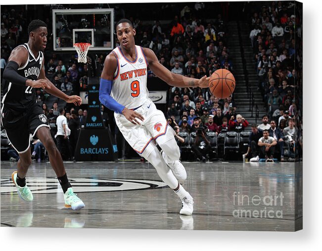 Rj Barrett Acrylic Print featuring the photograph New York Knicks V Brooklyn Nets by Nathaniel S. Butler