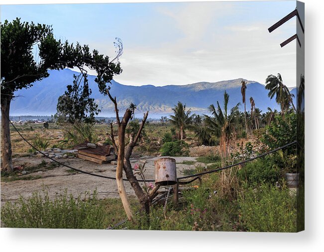 Beautiful Acrylic Print featuring the photograph A sunny morning at the village petobo lost due to liquefaction #14 by Mangge Totok
