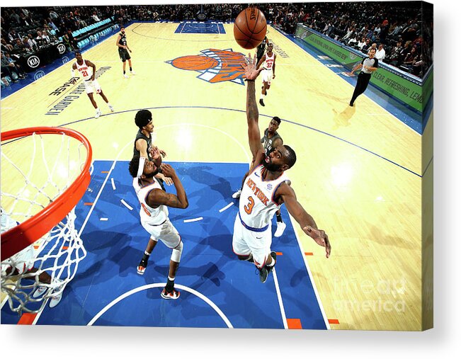 Tim Hardaway Jr. Acrylic Print featuring the photograph Brooklyn Nets V New York Knicks by Nathaniel S. Butler