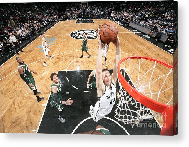 Nba Pro Basketball Acrylic Print featuring the photograph Milwaukee Bucks V Brooklyn Nets by Nathaniel S. Butler