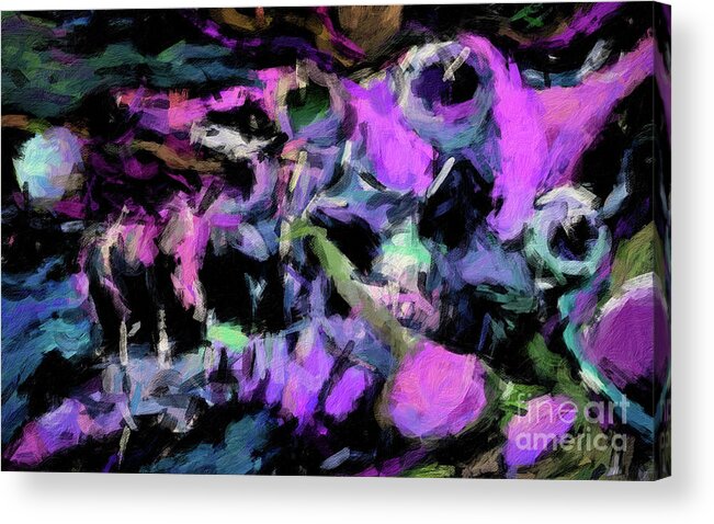 Brushstroke Acrylic Print featuring the digital art 170 Abstract digital oil painting on canvas full of texture and brig by Amy Cicconi