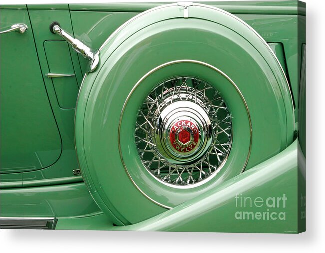 Vintage Acrylic Print featuring the photograph 1934 Packard Twelve Spare Tire Detail by Lucie Collins