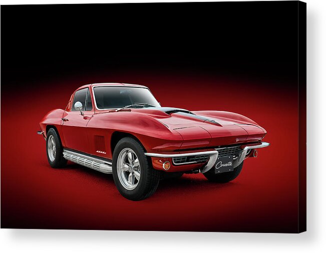 Corvette Acrylic Print featuring the digital art 1964 Red Corvette Sting Ray by Douglas Pittman