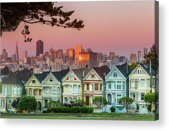 San Francisco Acrylic Print featuring the photograph Alamo Square And Painted Ladies #2 by Spondylolithesis