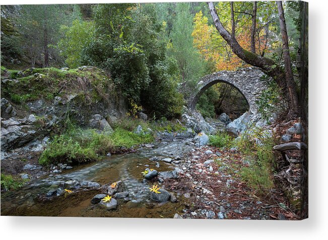 Bridge Acrylic Print featuring the photograph Ancient stone bridge of Elia, Cyprus #2 by Michalakis Ppalis