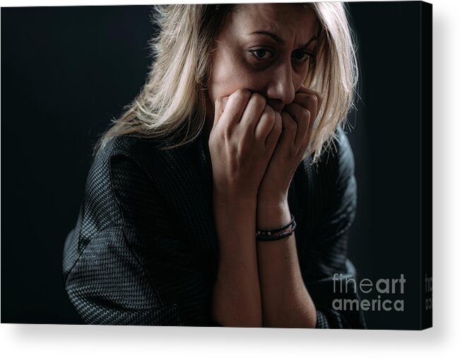 Ptsd Acrylic Print featuring the photograph Anxious Woman #2 by Microgen Images/science Photo Library