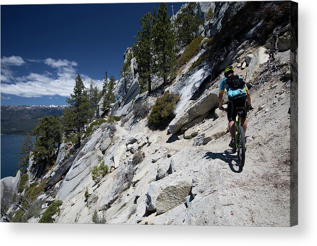 Photography Acrylic Print featuring the photograph Cyclist On Mountain Road, Lake Tahoe #2 by Panoramic Images