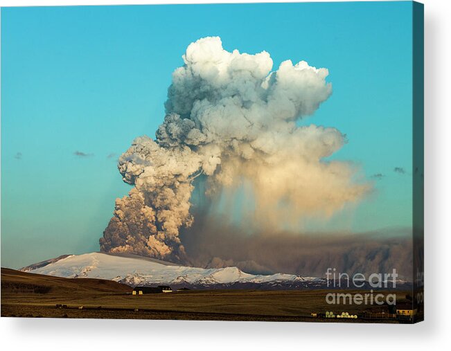 Active Acrylic Print featuring the photograph Eyjafjallajokull Volcano Erupting #2 by Olivier Vandeginste/science Photo Library