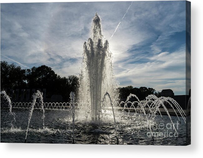 National Mall Acrylic Print featuring the photograph Fountains at the World War II Memorial in Washington DC #2 by William Kuta