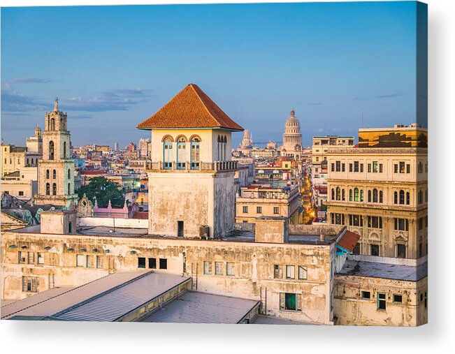 Landscape Acrylic Print featuring the photograph Havana, Cuba Downtown Skyline #2 by Sean Pavone
