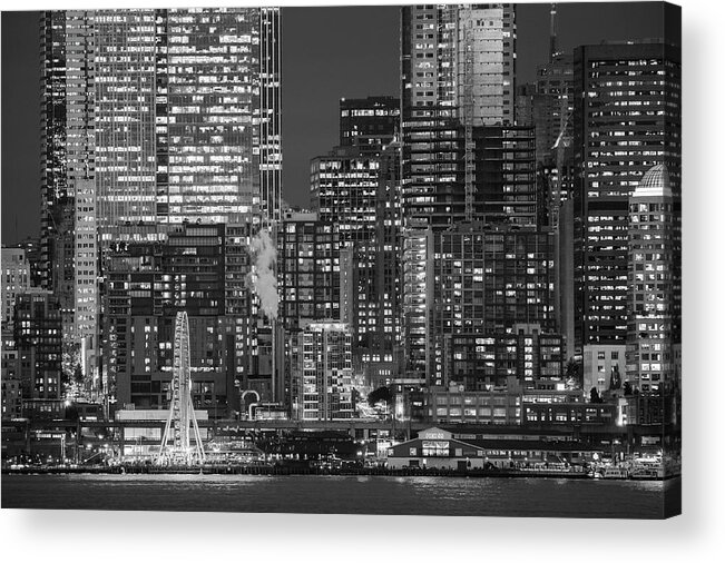 Photography Acrylic Print featuring the photograph Illuminated City At Night, Seattle #2 by Panoramic Images