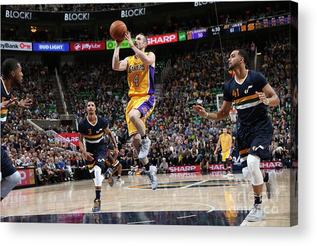 Nba Pro Basketball Acrylic Print featuring the photograph Los Angeles Lakers V Utah Jazz by Melissa Majchrzak