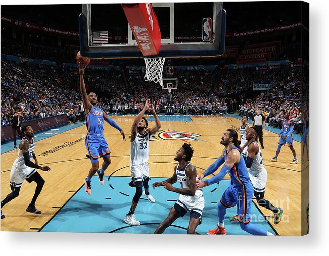 Nba Pro Basketball Acrylic Print featuring the photograph Minnesota Timberwolves V Oklahoma City by Zach Beeker