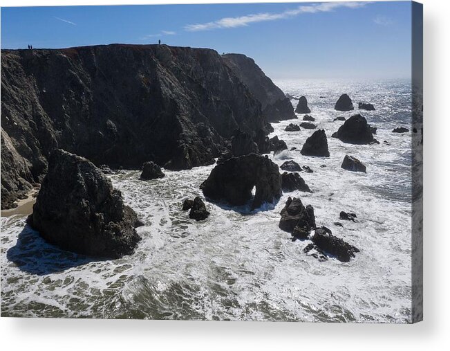 Landscapeaerial Acrylic Print featuring the photograph The Pacific Ocean Crashes #2 by Ethan Daniels