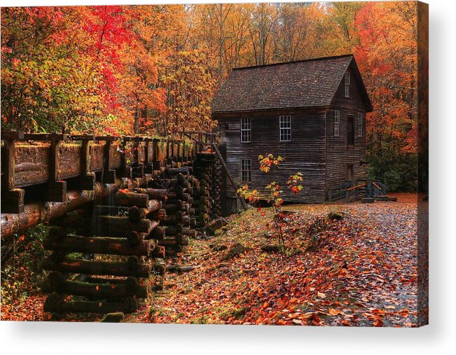 Mingus Mill Acrylic Print featuring the photograph 2019 Mingus Mill During Fall In The Great Smoky Mountain National Park II by Carol Montoya