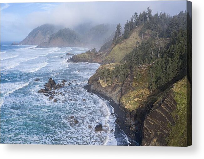 Landscapeaerial Acrylic Print featuring the photograph The Pacific Ocean Washes #22 by Ethan Daniels