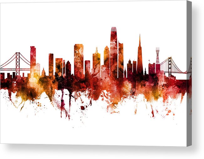 San Francisco Acrylic Print featuring the digital art San Francisco City Skyline #17 by Michael Tompsett