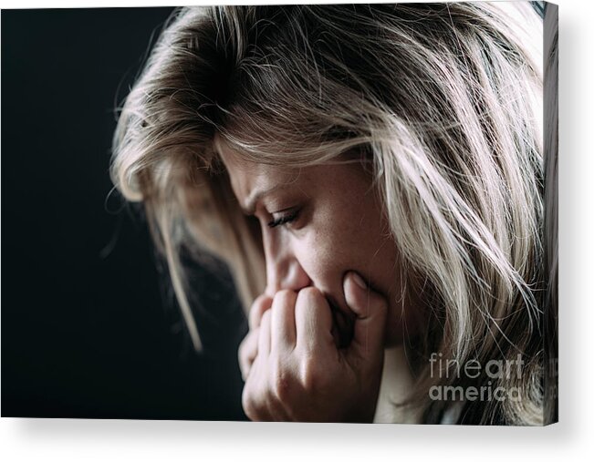 Ptsd Acrylic Print featuring the photograph Anxious Woman #3 by Microgen Images/science Photo Library