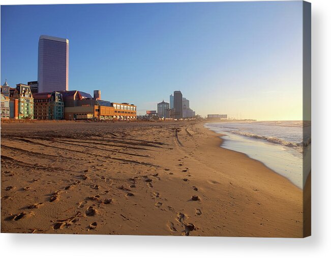 Water's Edge Acrylic Print featuring the photograph Atlantic City #3 by Denistangneyjr