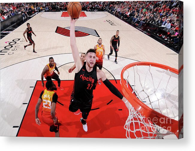 Jusuf Nurkic Acrylic Print featuring the photograph Utah Jazz V Portland Trail Blazers by Sam Forencich