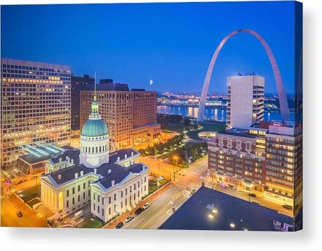 Landscape Acrylic Print featuring the photograph St. Louis, Missouri, Usa Downtown #34 by Sean Pavone