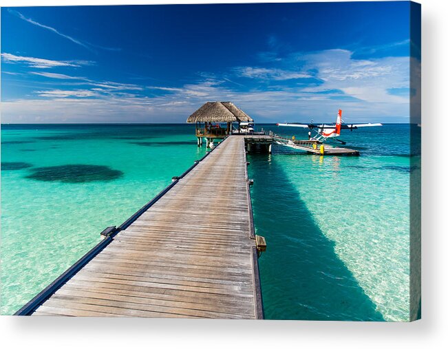 Landscape Acrylic Print featuring the photograph Amazing Beach In Maldives With Luxury #4 by Levente Bodo