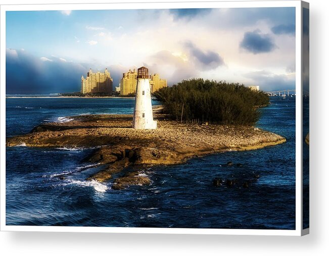 Commercial Building Acrylic Print featuring the photograph Bahamas Lighthouse with Resort #4 by Darryl Brooks