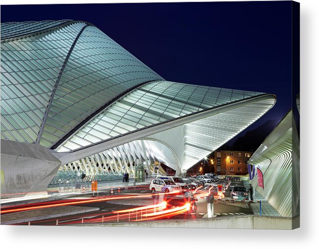 Belgium Acrylic Print featuring the photograph Liege-guillemins Railway Station #4 by Allan Baxter