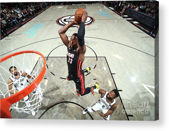 Bam Adebayo Acrylic Print featuring the photograph Miami Heat V Brooklyn Nets #4 by Nathaniel S. Butler